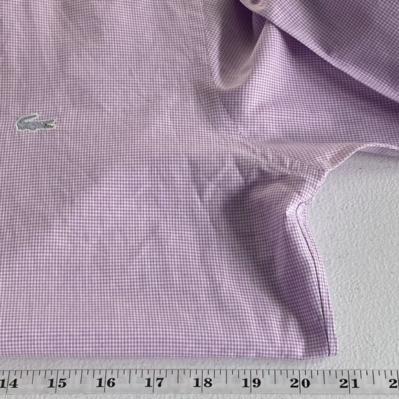 VINTAGE LACOSTE BY IZOD Mens Pink Check Button Up Long Sleeve Shirt Size 15-33 - Picture 8 of 9